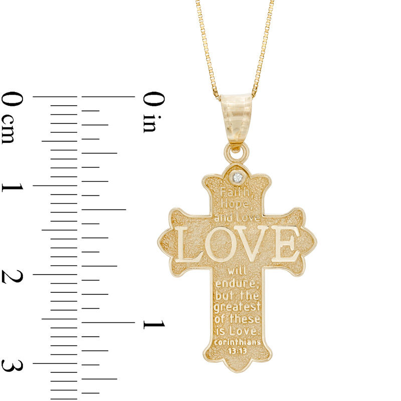 Diamond Accent "LOVE" Cross Pendant in 10K Gold
