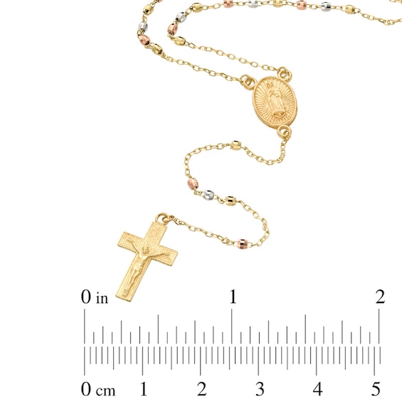 Rosary Necklace in 10K Tri-Tone Gold - 17"