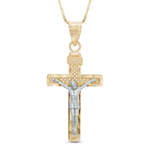 Crucifix Pendant in 10K Two-Tone Gold