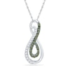 CT. T.W. Enhanced Green and White Diamond Double Infinity Pendant in 10K White Gold