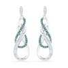 0.33 CT. T.W. Enhanced Green and White Diamond Infinity Drop Earrings in 10K White Gold