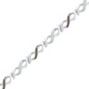 0.25 CT. T.W. Champagne and White Diamond Infinity Link Bracelet in 10K White Gold - 7.25"