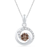 0.16 CT. T.W. Champagne and White Diamond Cluster Spiral Pendant in Sterling Silver