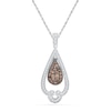 Thumbnail Image 0 of 0.50 CT. T.W. Champagne and White Diamond Vintage-Style Teardrop Pendant in 10K White Gold