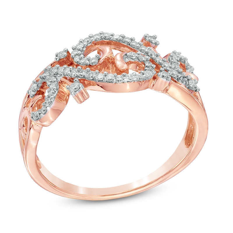 0.25 CT. T.W. Diamond Open Scroll Ring in 10K Rose Gold|Peoples Jewellers