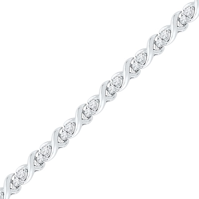 0.25 CT. T.W. Diamond Twisting Bracelet in Sterling Silver - 7.5"