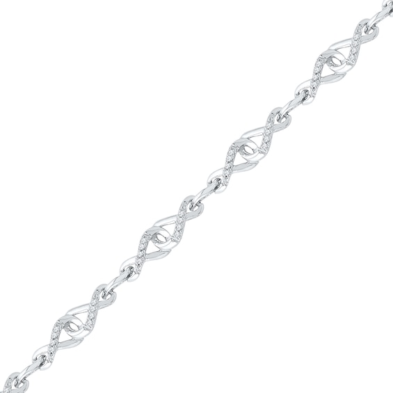 0.20 CT. T.W. Diamond Interlocking Infinity Bracelet in Sterling Silver - 7.25"