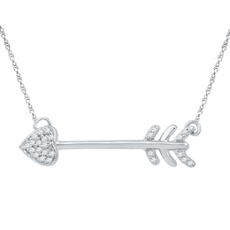 Diamond Accent Arrow Necklace in Sterling Silver - 17&quot;