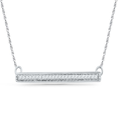 0.10 CT. T.W. Diamond Bar Necklace in Sterling Silver - 17"