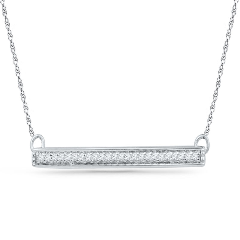 0.10 CT. T.W. Diamond Bar Necklace in Sterling Silver - 17"|Peoples Jewellers