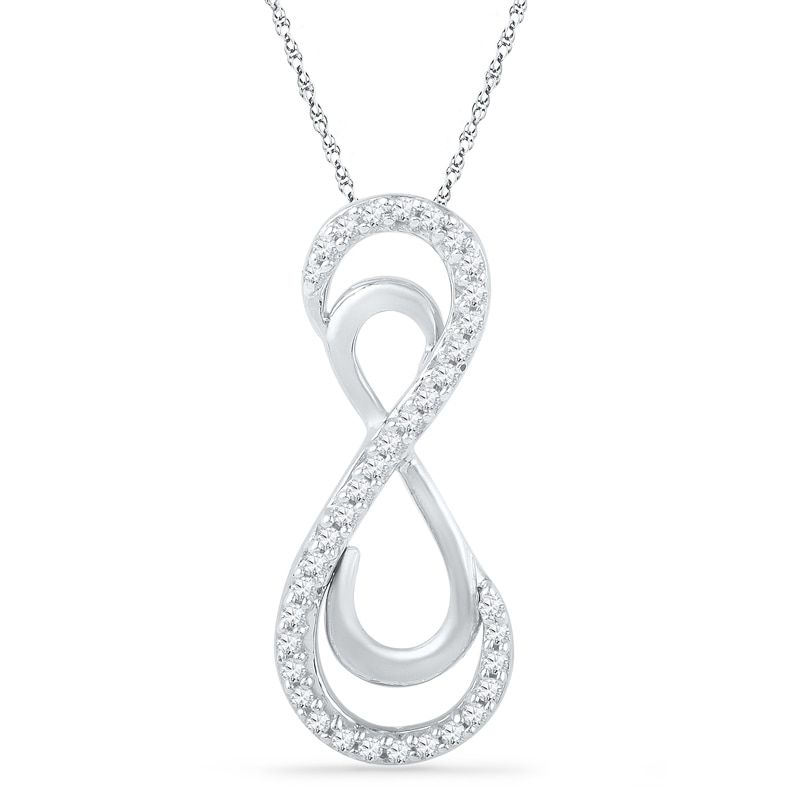 Diamond Accent Double Infinity Pendant in Sterling Silver|Peoples Jewellers