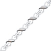 Thumbnail Image 1 of 0.25 CT. T.W. Champagne and White Diamond Heart-Shaped Infinity Bracelet in Sterling Silver - 7.25&quot;