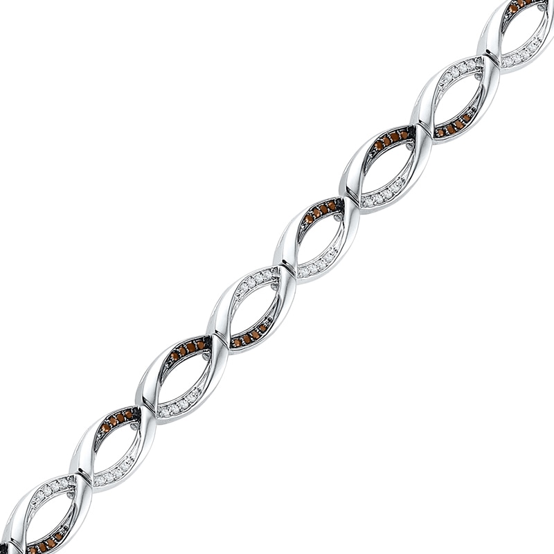 0.50 CT. T.W. Champagne and White Diamond Abstract Infinity Bracelet in Sterling Silver - 7.25"|Peoples Jewellers