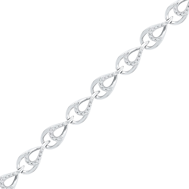0.20 CT. T.W. Diamond Double Pear-Shaped Link Bracelet in Sterling Silver - 7.5"