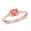 5.0mm Cushion-Cut Pink Tourmaline and Diamond Accent Ring in 10K Rose Gold