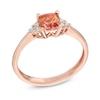 5.0mm Cushion-Cut Pink Tourmaline and Diamond Accent Ring in 10K Rose Gold