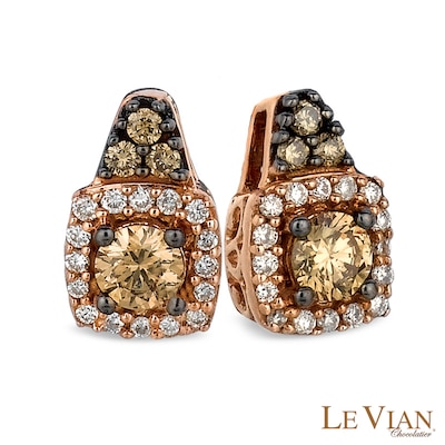 Le Vian Chocolate Diamonds® 0.44 CT. T.W. Diamond Frame Drop Earrings in 14K Strawberry Gold™