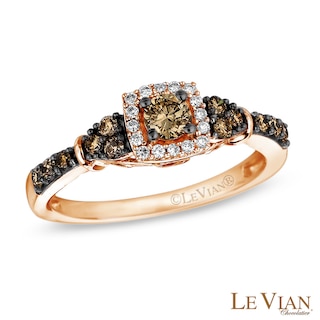 Le Vian Chocolate Diamonds® 0.89 CT. T.W. Diamond Frame Tri-Sides Ring in 14K Strawberry Gold™