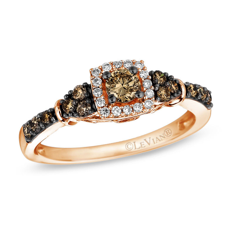 Le Vian Chocolate Diamonds® 0.89 CT. T.W. Diamond Frame Tri-Sides Ring in  14K Strawberry Gold™