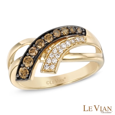 Le Vian Chocolate Diamonds® 0.40 CT. T.W. Diamond Side Sweep Ring in 14K Honey Gold™