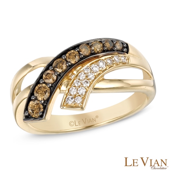 Le Vian Chocolate Diamonds® 0.40 CT. T.W. Diamond Side Sweep Ring in 14K Honey Gold™