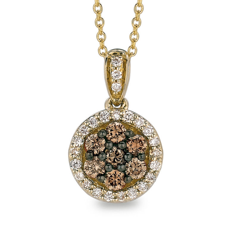 Le Vian Chocolate Diamonds® 0.51 CT. T.W. Diamond Frame Cluster Pendant ...