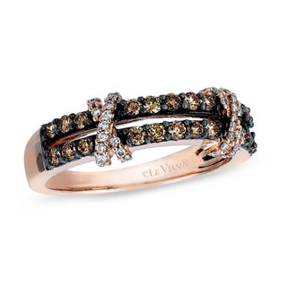 Le Vian Chocolate Diamonds® 0.55 CT. T.W. Diamond "X" Split Shank Band in 14K Strawberry Gold™