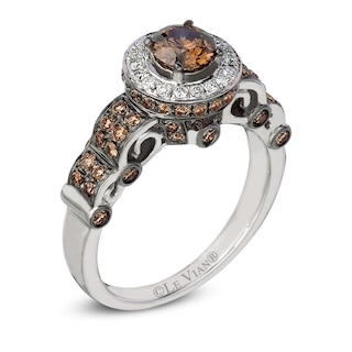 Le Vian Chocolate Diamonds® 1.22 CT. T.W. Diamond Frame Scroll Ring in 14K Vanilla Gold™