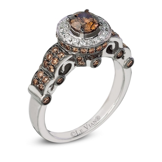 Le Vian Chocolate Diamonds® 1.22 CT. T.W. Diamond Frame Scroll Ring in 14K Vanilla Gold™