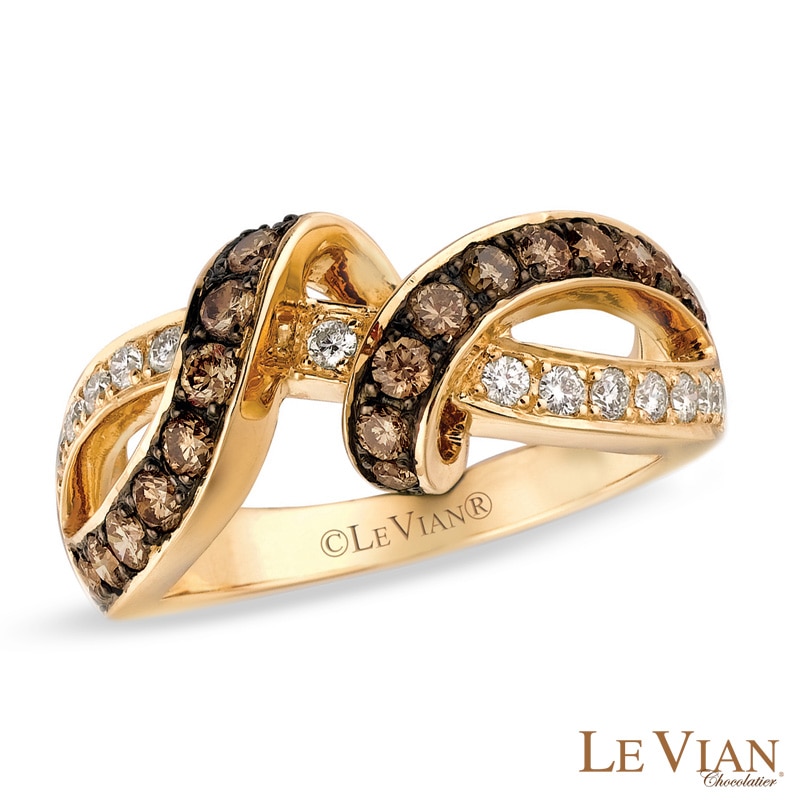 Le Vian Chocolate Diamonds® 0.92 CT. T.W. Diamond Ribbon Ring in 14K Honey Gold™|Peoples Jewellers