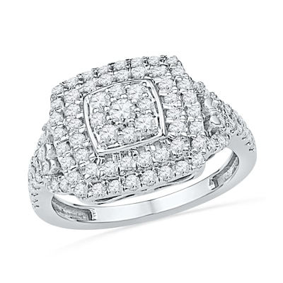 0.63 CT. T.W. Diamond Square Cluster Ring in 10K White Gold