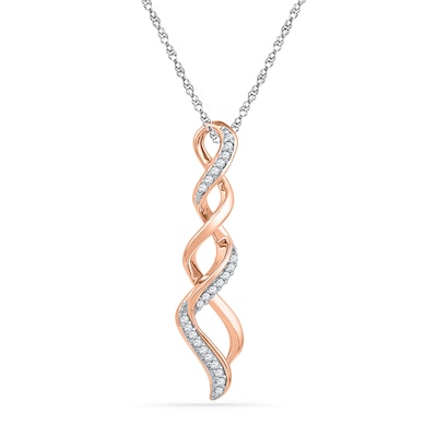 Diamond Accent Cascading Ribbon Pendant in 10K Rose Gold