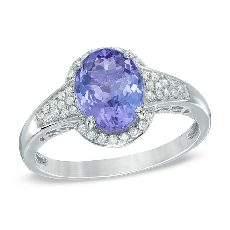 Oval Tanzanite and 0.11 CT. T.W. Diamond Ring in 10K White Gold