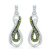 0.20 CT. T.W. Enhanced Green and White Diamond Double Infinity Drop Earrings in 10K White Gold