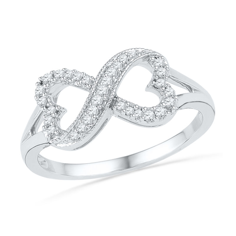 0.16 CT. T.W. Diamond Sideways Heart-Shaped Infinity Ring in