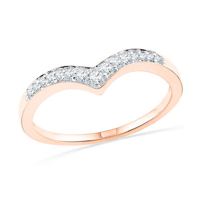 0.10 CT. T.W. Diamond Chevron Band in 10K Rose Gold