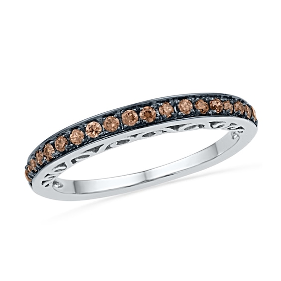 0.25 CT. T.W. Champagne Diamond Anniversary Band in 10K White Gold