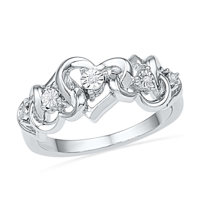 Diamond Accent Abstract Heart Ring in Sterling Silver