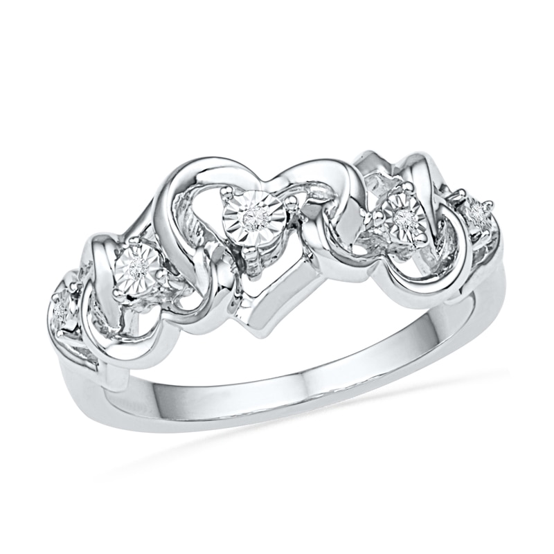 Diamond Accent Abstract Heart Ring in Sterling Silver|Peoples Jewellers