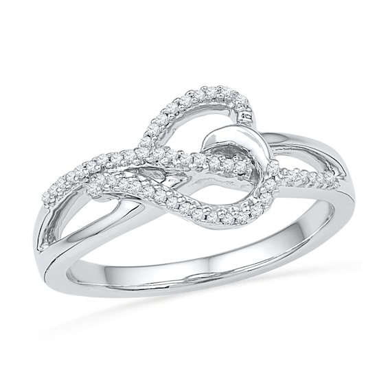 0.16 CT. T.W. Diamond Sideways Heart Ring in Sterling Silver