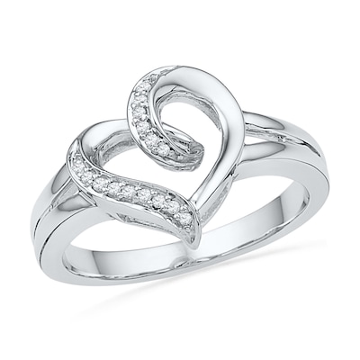 Diamond Accent Looping Heart Ring in Sterling Silver