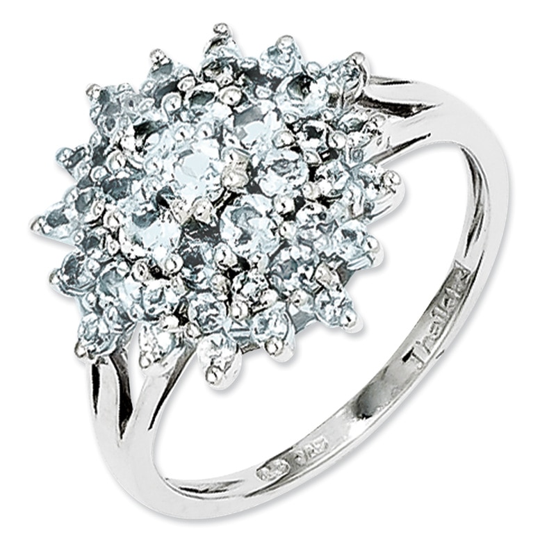 Aquamarine Cluster Ring in Sterling Silver - Size 7|Peoples Jewellers