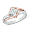 Thumbnail Image 0 of 0.50 CT. Certified Princess-Cut Diamond Solitaire Engagement Ring in 14K Two-Tone Gold (J/I2)