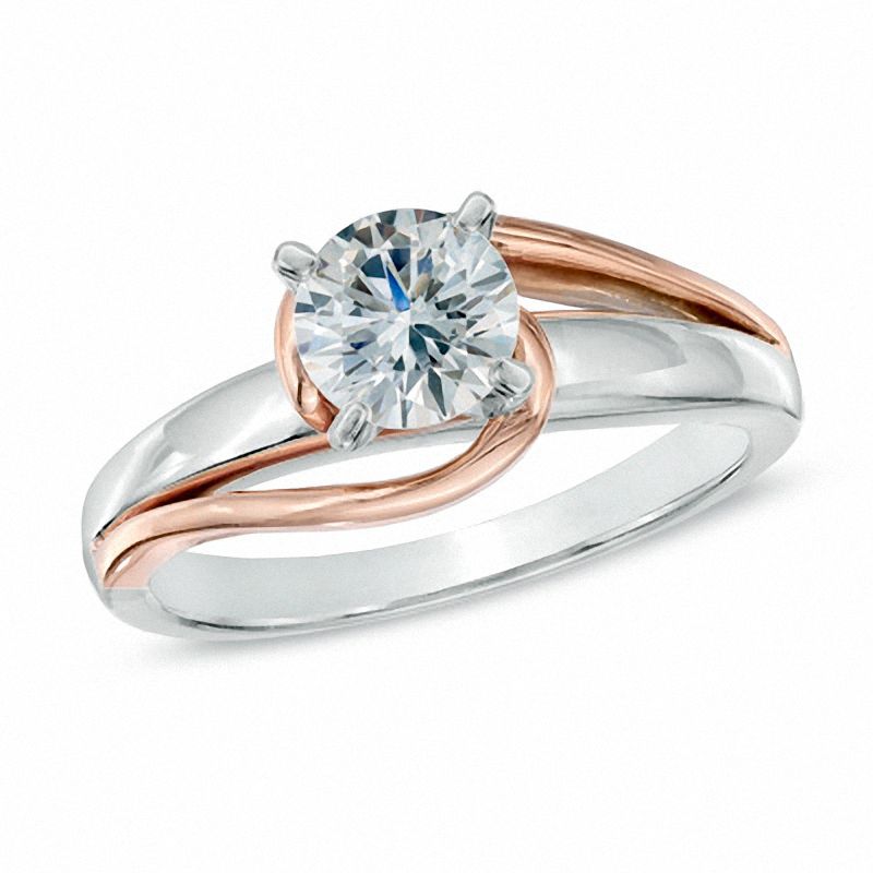 Main Image 1 of 0.50 CT. Certified Diamond Solitaire Engagement Ring in 14K Two-Tone Gold (J/I2)