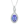 Oval Tanzanite and 0.14 CT. T.W. Princess-Cut Diamond Twist Pendant in 10K White Gold