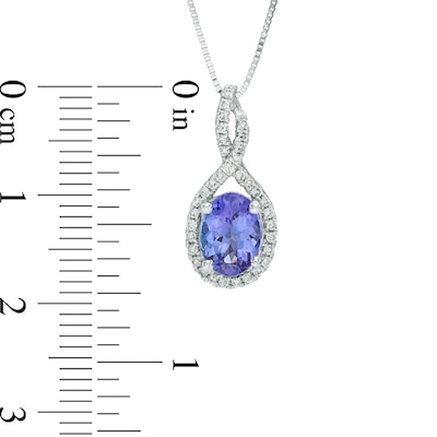 Oval Tanzanite and 0.14 CT. T.W. Princess-Cut Diamond Twist Pendant in 10K White Gold