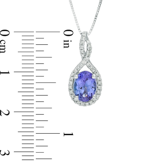 Oval Tanzanite and 0.14 CT. T.W. Princess-Cut Diamond Twist Pendant in 10K White Gold