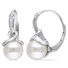 Thumbnail Image 0 of 8.0-8.5mm Freshwater Cultured Pearl and 0.06 CT. T.W. Diamond Drop Earrings in Sterling Silver