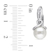 Thumbnail Image 1 of 8.0-8.5mm Freshwater Cultured Pearl and 0.06 CT. T.W. Diamond Drop Earrings in Sterling Silver