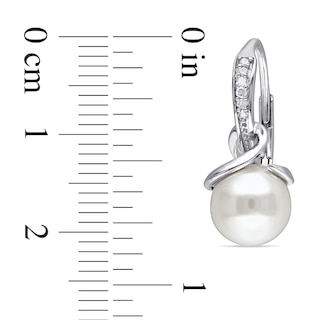 8.0-8.5mm Freshwater Cultured Pearl and 0.06 CT. T.W. Diamond Drop Earrings in Sterling Silver